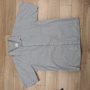 ESBY Apparel USA Austin‎ TX Light Blue Cotton Linen Sz L Mens Short Sleeve Shirt